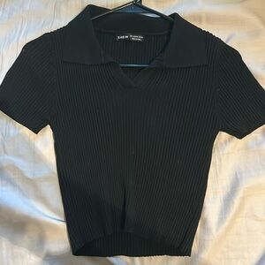 Collared black crop top